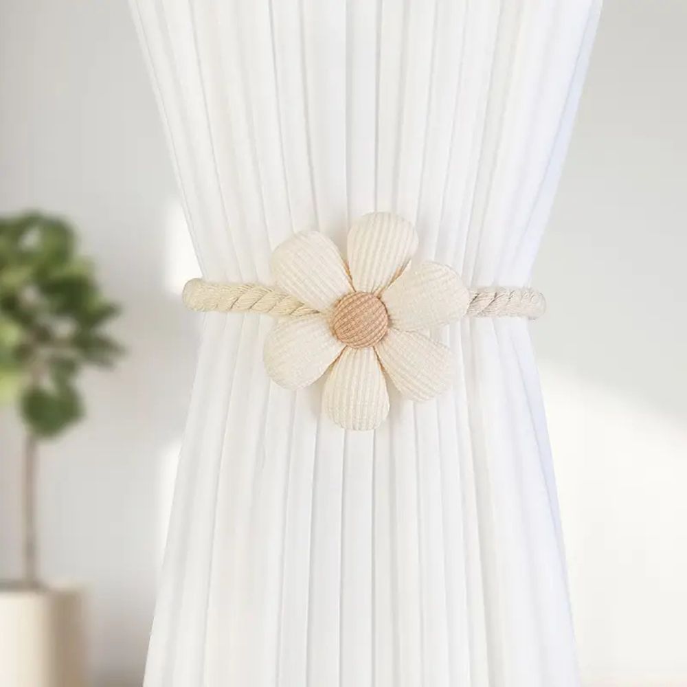 FloraMagnet: Magnetic Curtain Holders with Flower – Decorative & Practical in a Set of 2