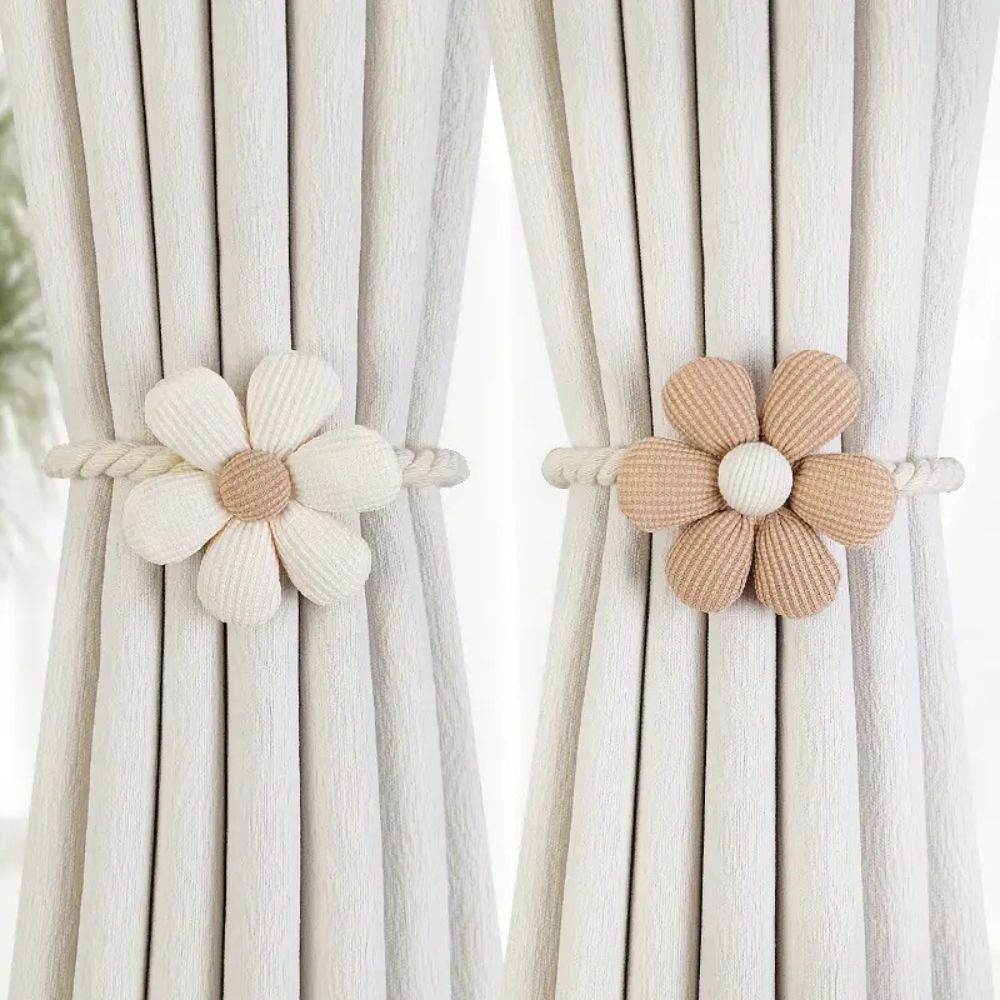 FloraMagnet: Magnetic Curtain Holders with Flower – Decorative & Practical in a Set of 2