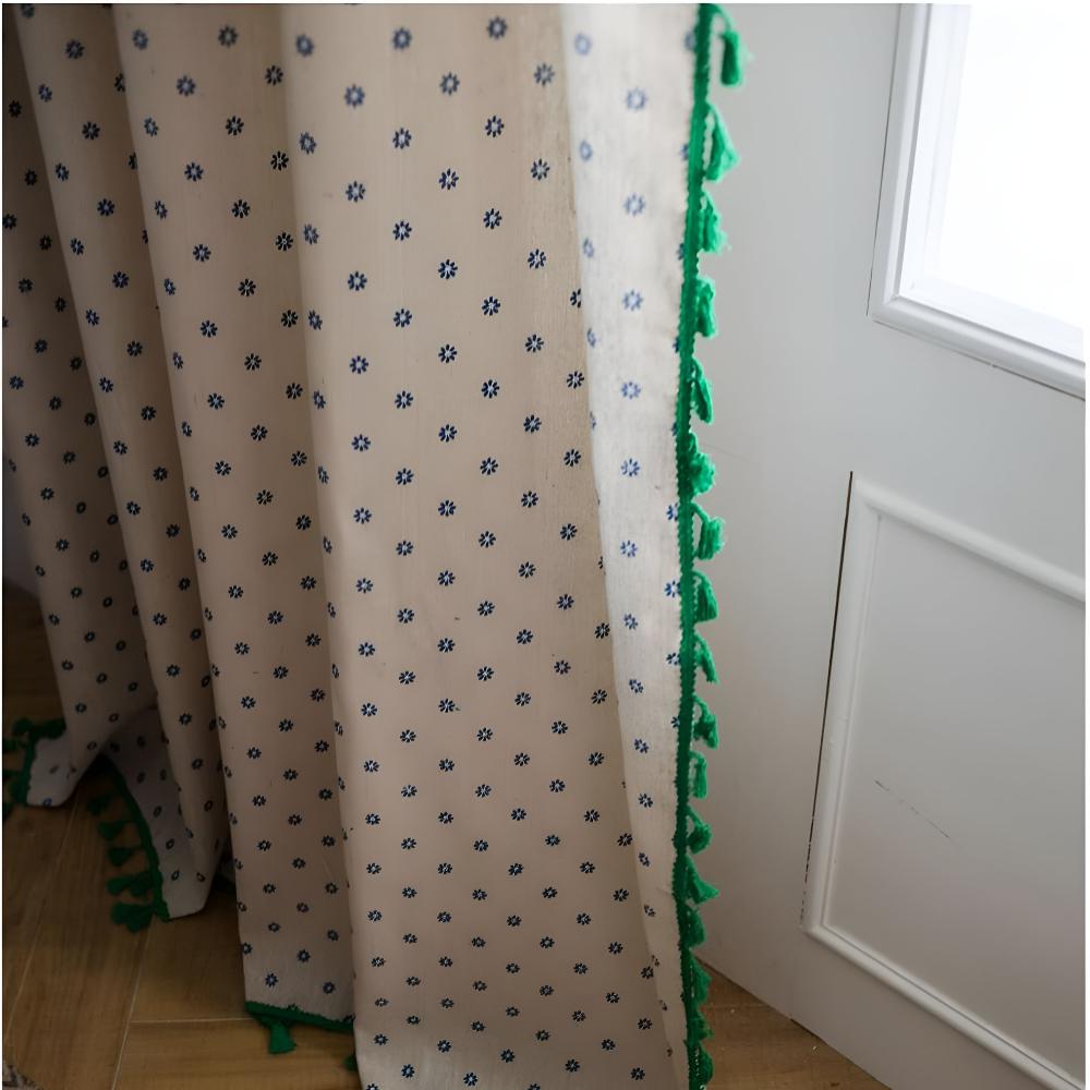 FloraRustikal: Curtain in Floral Design with Tassels – Cozy & Decorative for Living Room & Dining Room