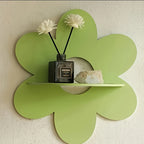 FloraVista: Wooden Wall Shelf – Rustic, Multifunctional & Floating with Floral Design for Living Room & Office