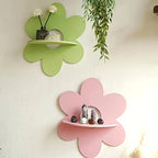 FloraVista: Wooden Wall Shelf – Rustic, Multifunctional & Floating with Floral Design for Living Room & Office