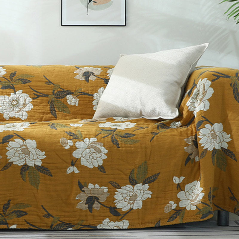 FloraWeave: Floral Reversible Blanket Made of Cotton – Stylish Comfort for Your Home