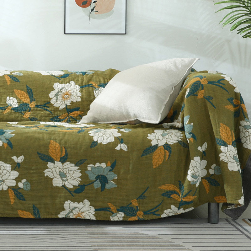 FloraWeave: Floral Reversible Blanket Made of Cotton – Stylish Comfort for Your Home