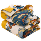 FloraLoom: Decorative Cotton Blanket with Floral Pattern and Reversible Side – for Bedroom and Living Room