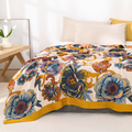 FloraLoom: Decorative Cotton Blanket with Floral Pattern and Reversible Side – for Bedroom and Living Room