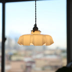 Florabelle: Pendant Light Made of Glass & Brass in Cream Flower Shape – for Vintage Living Spaces