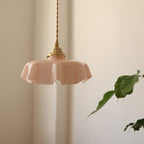 Florabelle: Pendant Light Made of Glass & Brass in Cream Flower Shape – for Vintage Living Spaces