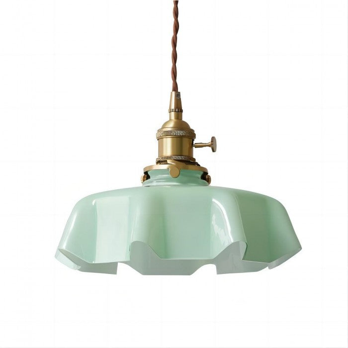 Florabelle: Pendant Light Made of Glass & Brass in Cream Flower Shape – for Vintage Living Spaces