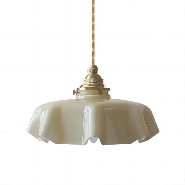 Florabelle: Pendant Light Made of Glass & Brass in Cream Flower Shape – for Vintage Living Spaces