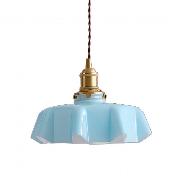 Florabelle: Pendant Light Made of Glass & Brass in Cream Flower Shape – for Vintage Living Spaces