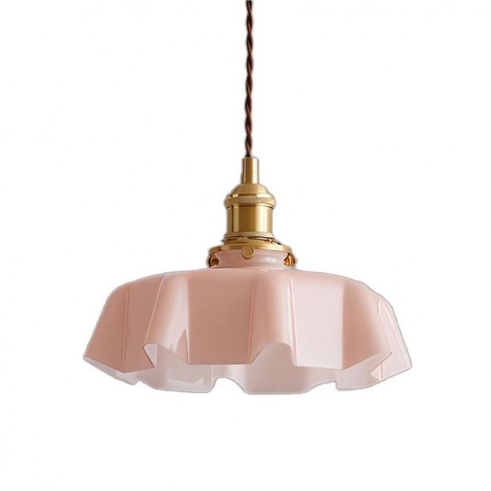 Florabelle: Pendant Light Made of Glass & Brass in Cream Flower Shape – for Vintage Living Spaces