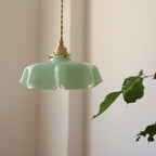 Florabelle: Pendant Light Made of Glass & Brass in Cream Flower Shape – for Vintage Living Spaces