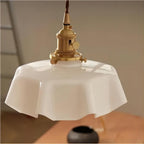 Florabelle: Pendant Light Made of Glass & Brass in Cream Flower Shape – for Vintage Living Spaces