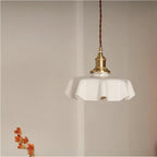 Florabelle: Pendant Light Made of Glass & Brass in Cream Flower Shape – for Vintage Living Spaces