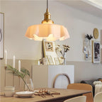 Florabelle: Pendant Light Made of Glass & Brass in Cream Flower Shape – for Vintage Living Spaces