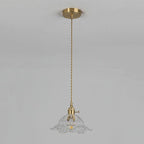 Floraglow: Pendant Light Made of Ribbed Glass & Metal in Golden Flower Shape – for Living Room & Bedroom