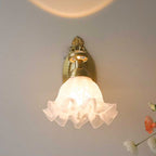 Floral Glass & Brass Wall Sconce — White Blossom