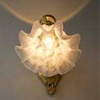 Floral Glass & Brass Wall Sconce — White Blossom