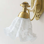 Floral Glass & Brass Wall Sconce — White Blossom