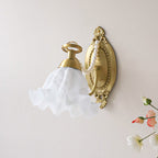 Floral Glass & Brass Wall Sconce — White Blossom