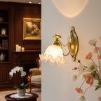 Floral Glass & Brass Wall Sconce — White Blossom