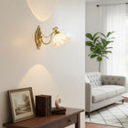 Floral Glass & Brass Wall Sconce — White Blossom