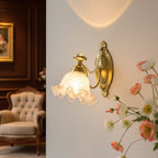 Floral Glass & Brass Wall Sconce — White Blossom