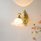 Floral Glass & Brass Wall Sconce — White Blossom