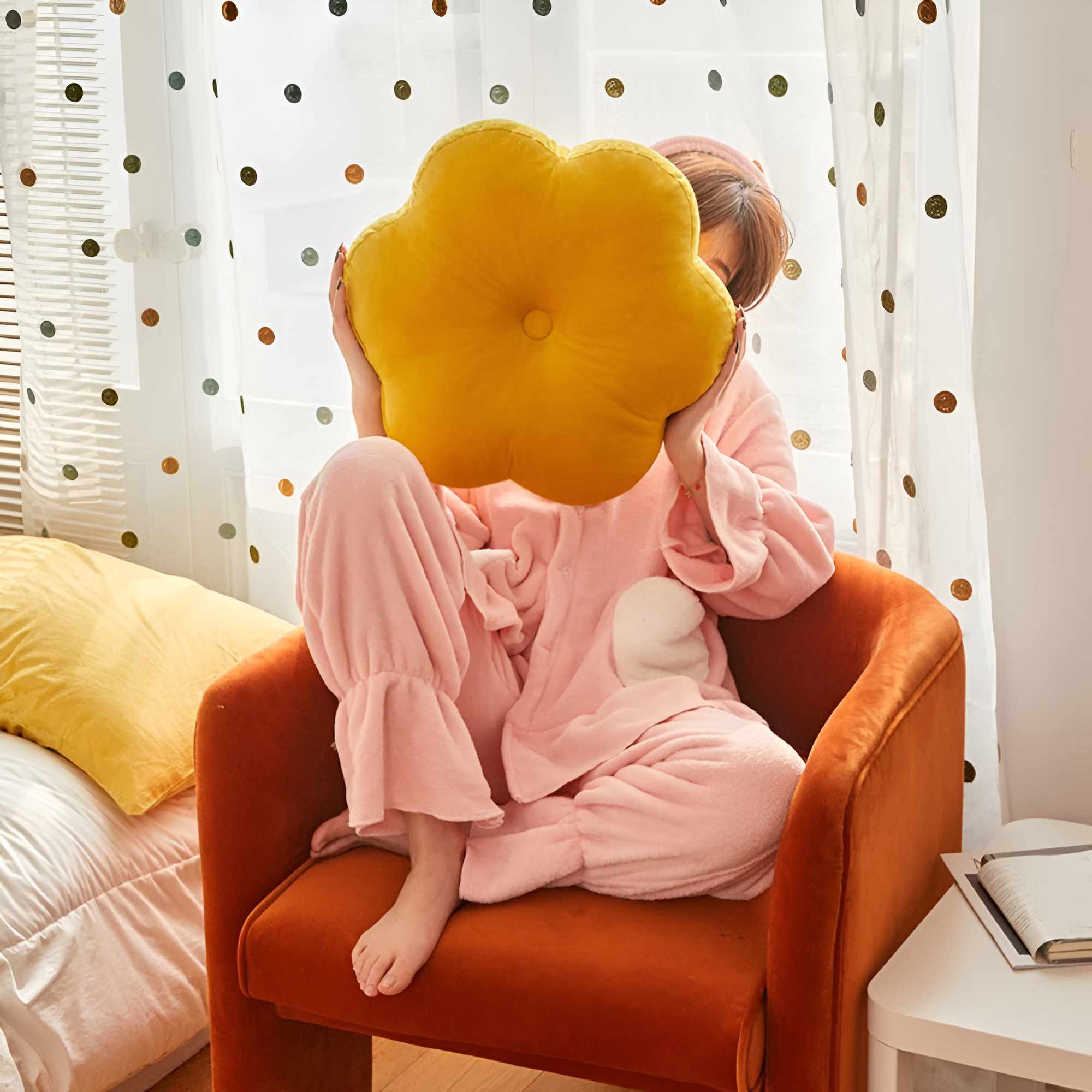 Cushion Velvet Flower Shaped Sponge Filled Throw Pillow