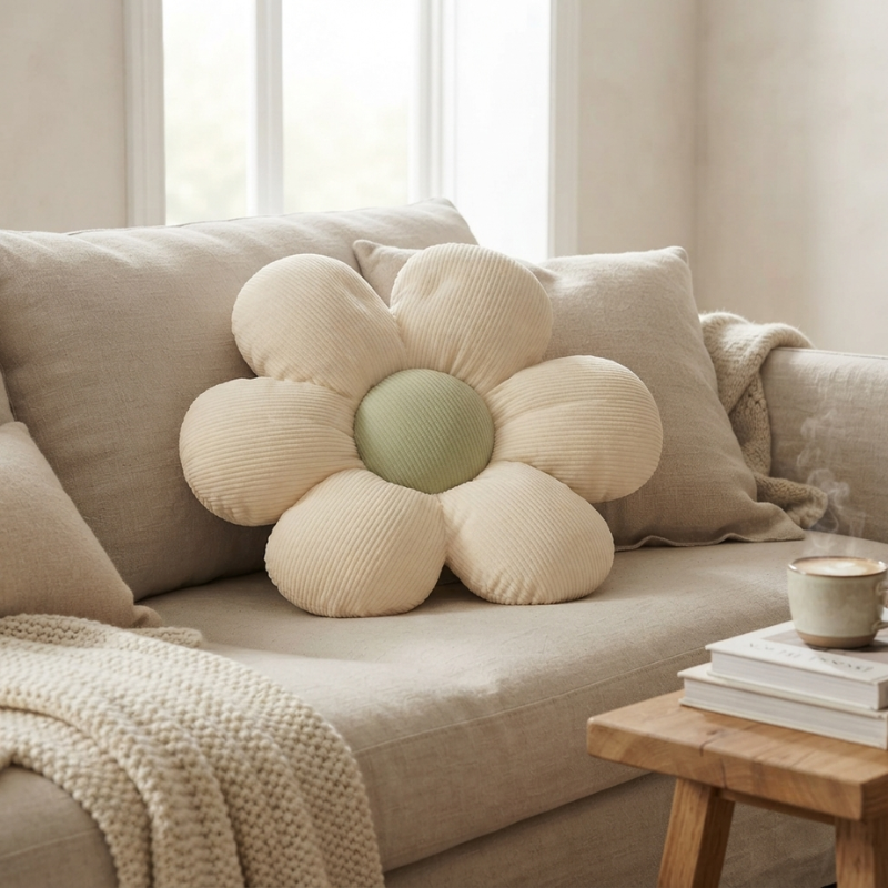 Flower Cushion Polyester Decorative Bloom Shape Pillow