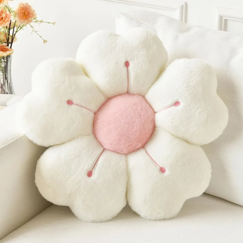 Decorative Throw Pillow Flower Shape Plush Polyester Cotton Blend