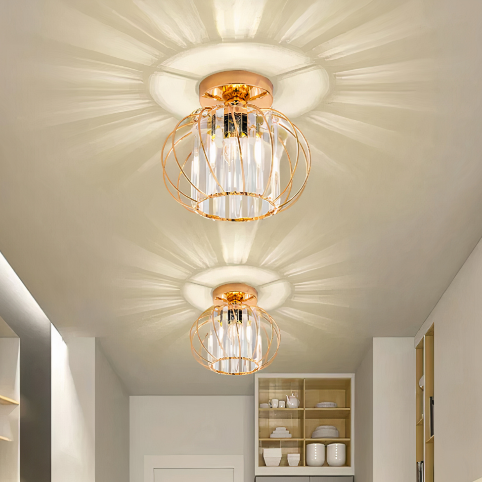 Flush Mount Ceiling Light, Glass Shade, E27 Fitting, Single Light