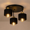 Ceiling Lamp 3 Light E27 Steel Frame Black and Gold Modern Industrial