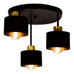 Ceiling Lamp 3 Light E27 Steel Frame Black and Gold Modern Industrial