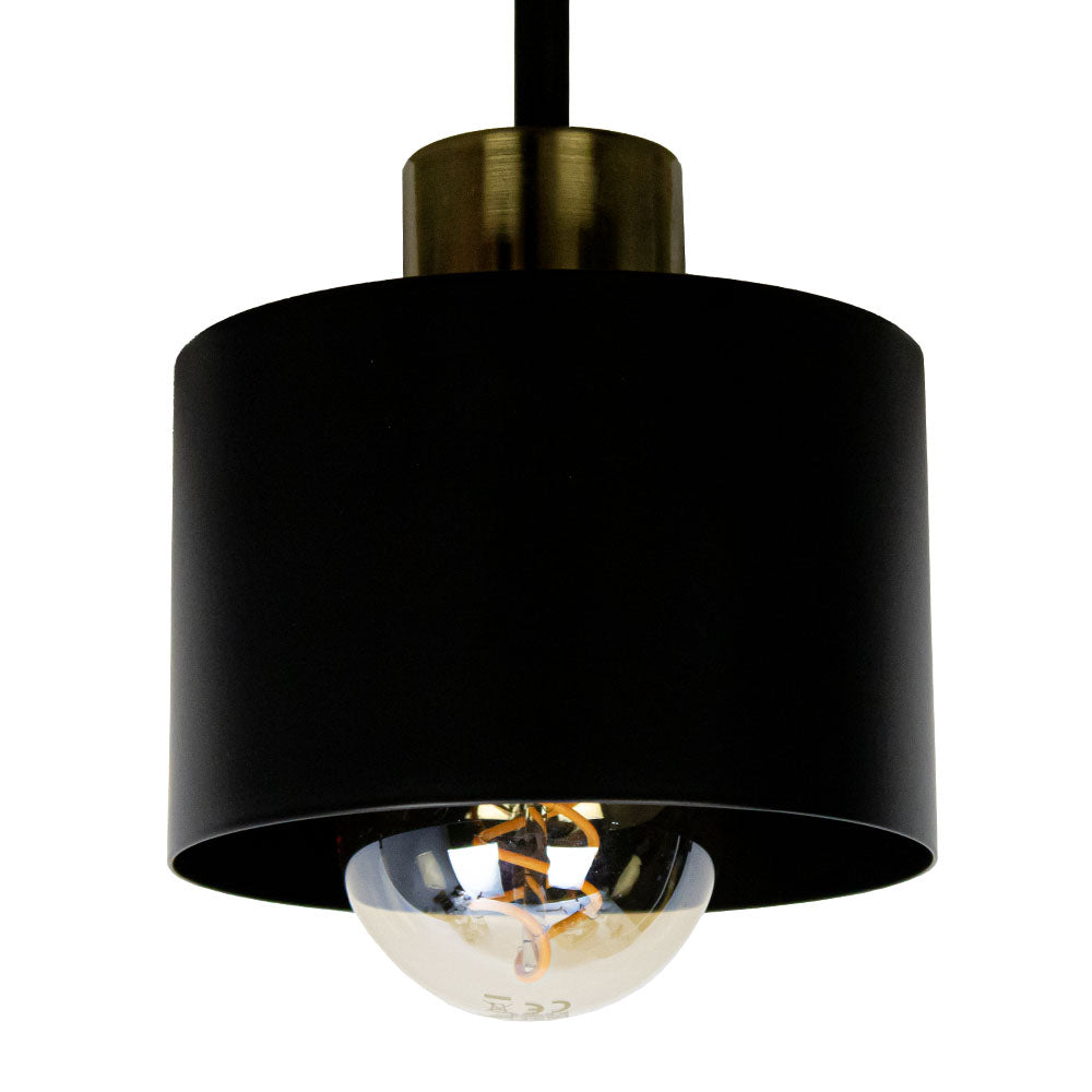 Ceiling Lamp 3 Light E27 Steel Frame Black and Gold Modern Industrial