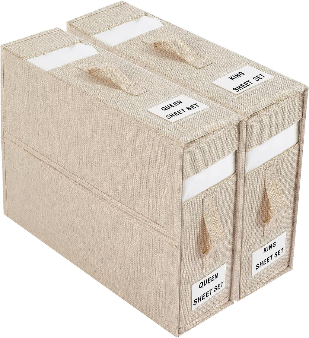 Foldable Bed Sheet Organizer Fabric Linen Storage Box