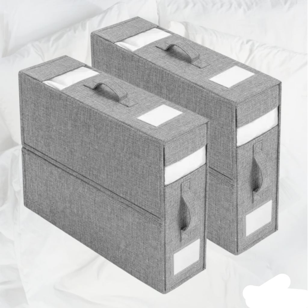 Foldable Bedding Organizer Structured Fabric Storage for Linens and Closet Shelves