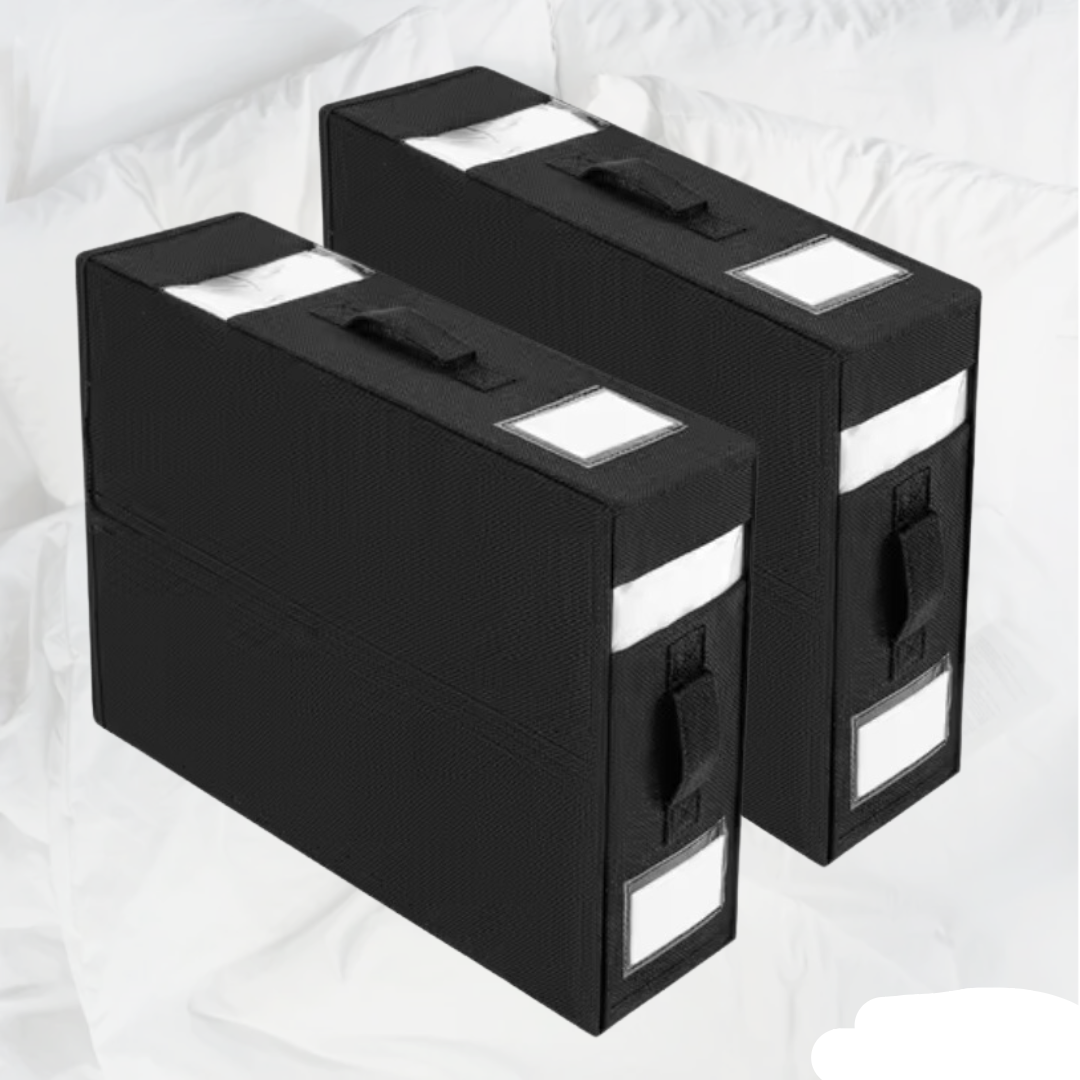 Foldable Bedding Organizer Structured Fabric Storage for Linens and Closet Shelves