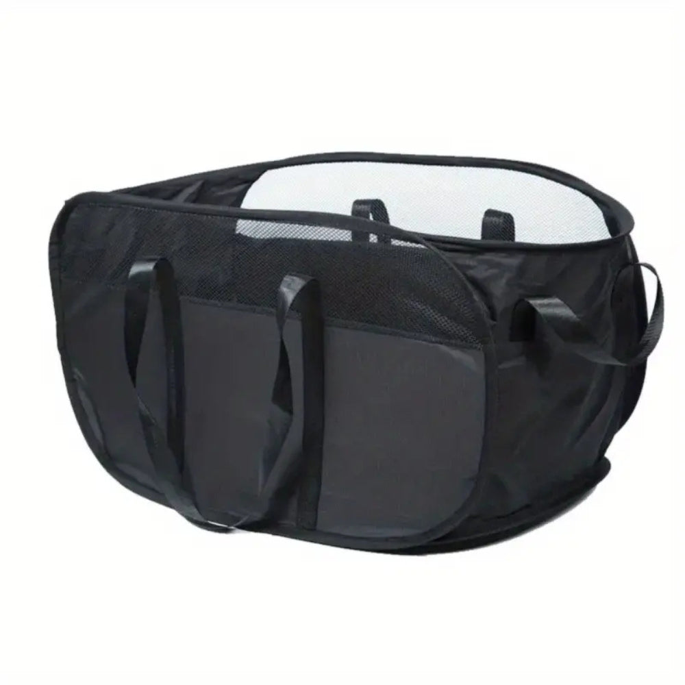 Foldable Laundry Basket Oxford Fabric Mesh Panels Portable Handles