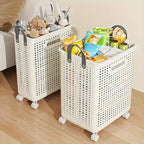 Laundry Basket with Wheels, Foldable Design, Perforated Sides, With Handles
