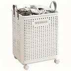 Laundry Basket with Wheels, Foldable Design, Perforated Sides, With Handles