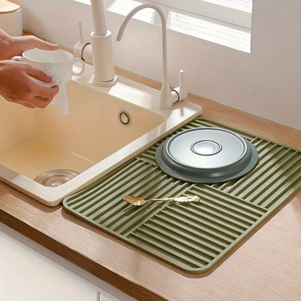 Dish Drying Mat Silicone Foldable Heat Resistant Kitchen Mat