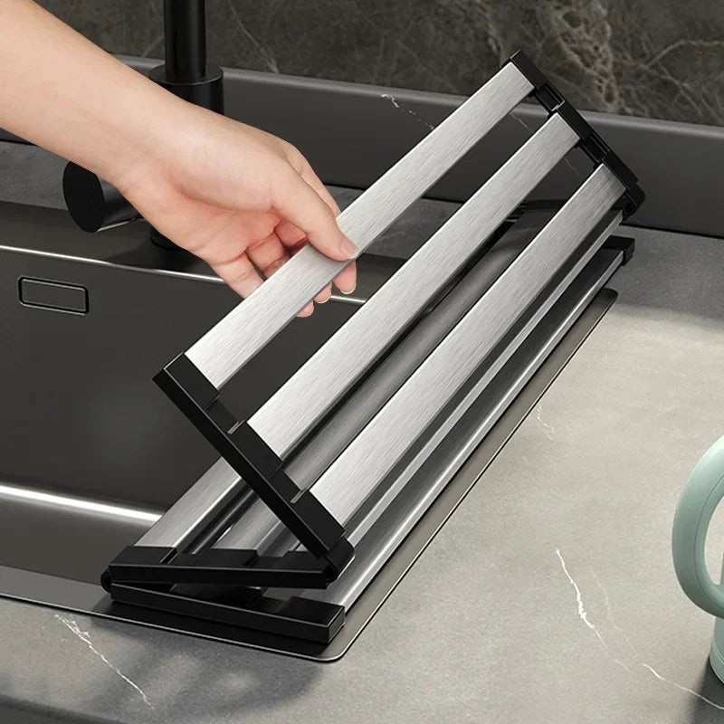 Dish Drying Rack Foldable Stainless Steel Space Saving Design