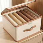 Storage Box Foldable Textile with Lid Handles for Closet Storage