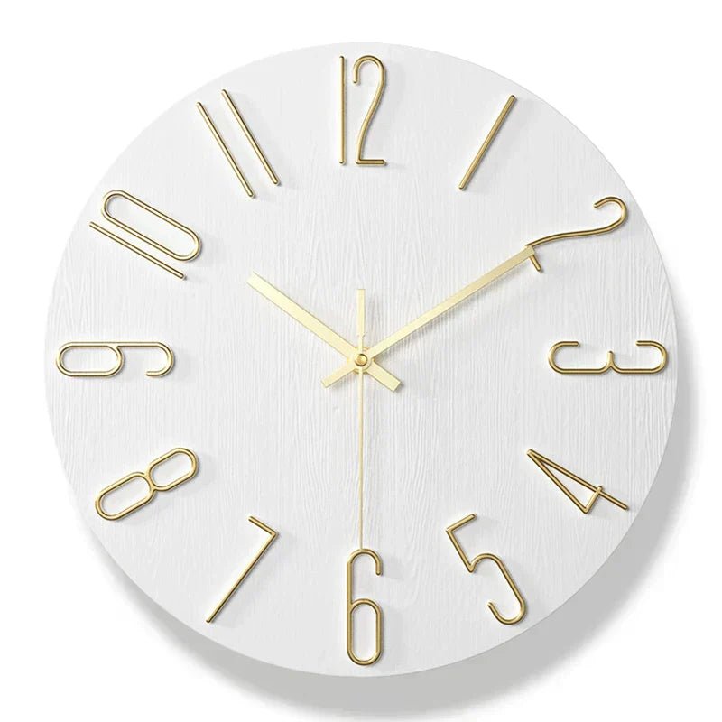 Wall Clock Frameless Plastic Wood Texture Silent Movement