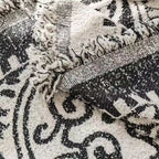 FransenCharm: Sofa cover in jacquard design with decorative edges & cozy texture – for sofa & bedroom