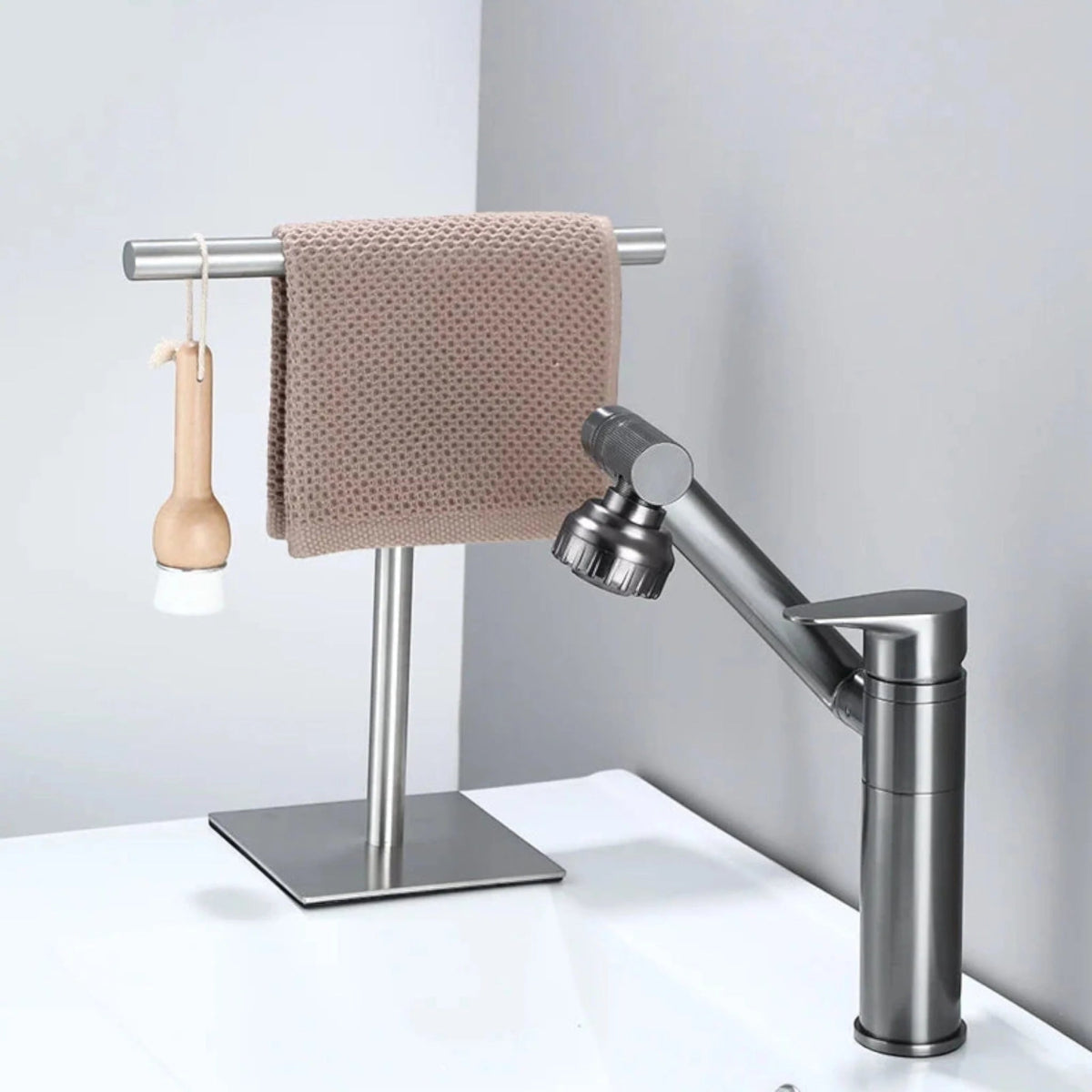 Hand Towel Rack, Freestanding Design, Metal Construction