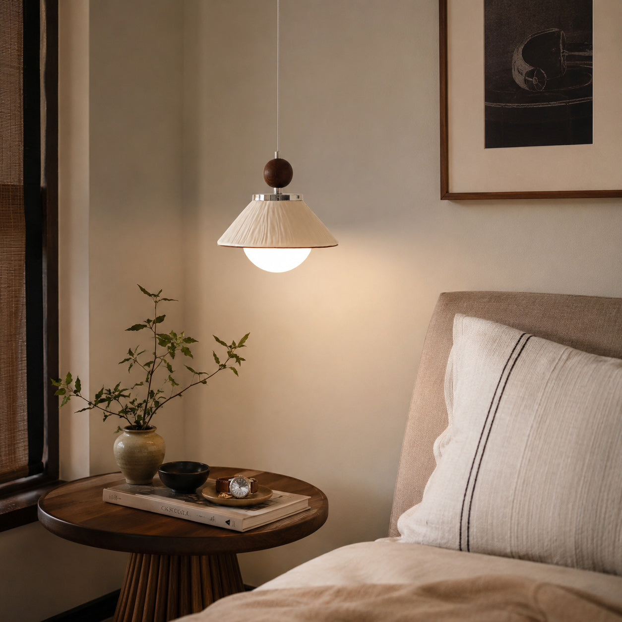 Freja Pleated Ceramic Pendant Light