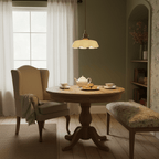 French Ruffled Glass Brass Pendant Light 1-Light