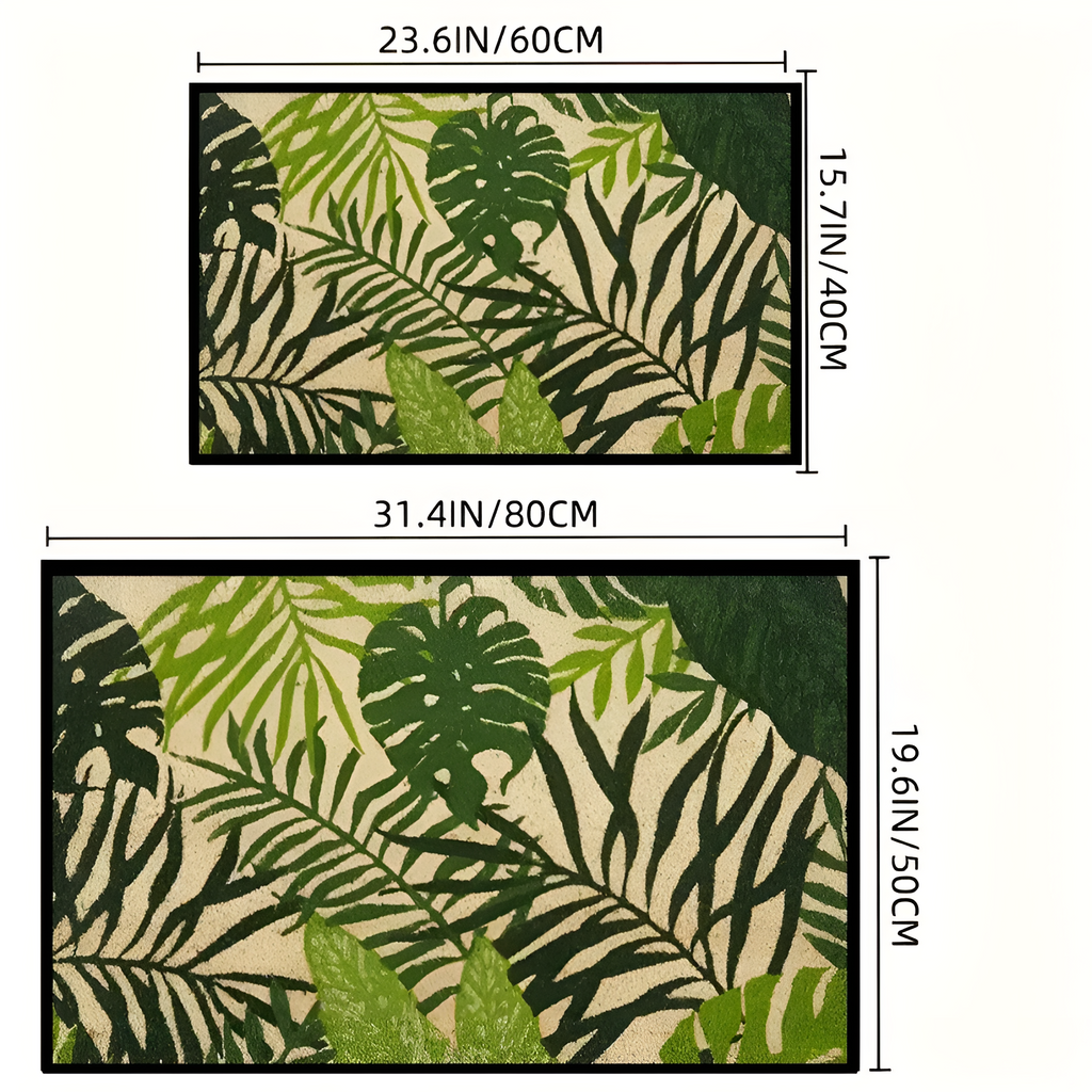FreshEntry: decorative doormat – washable, quick-drying & soft leaf design for front door & bathroom